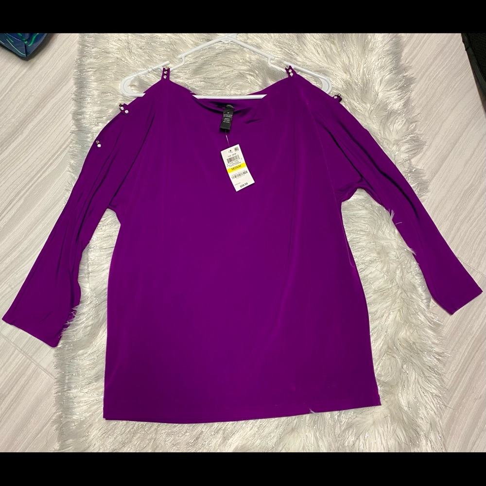 INC peek shoulder 3/4 sleeve blouse